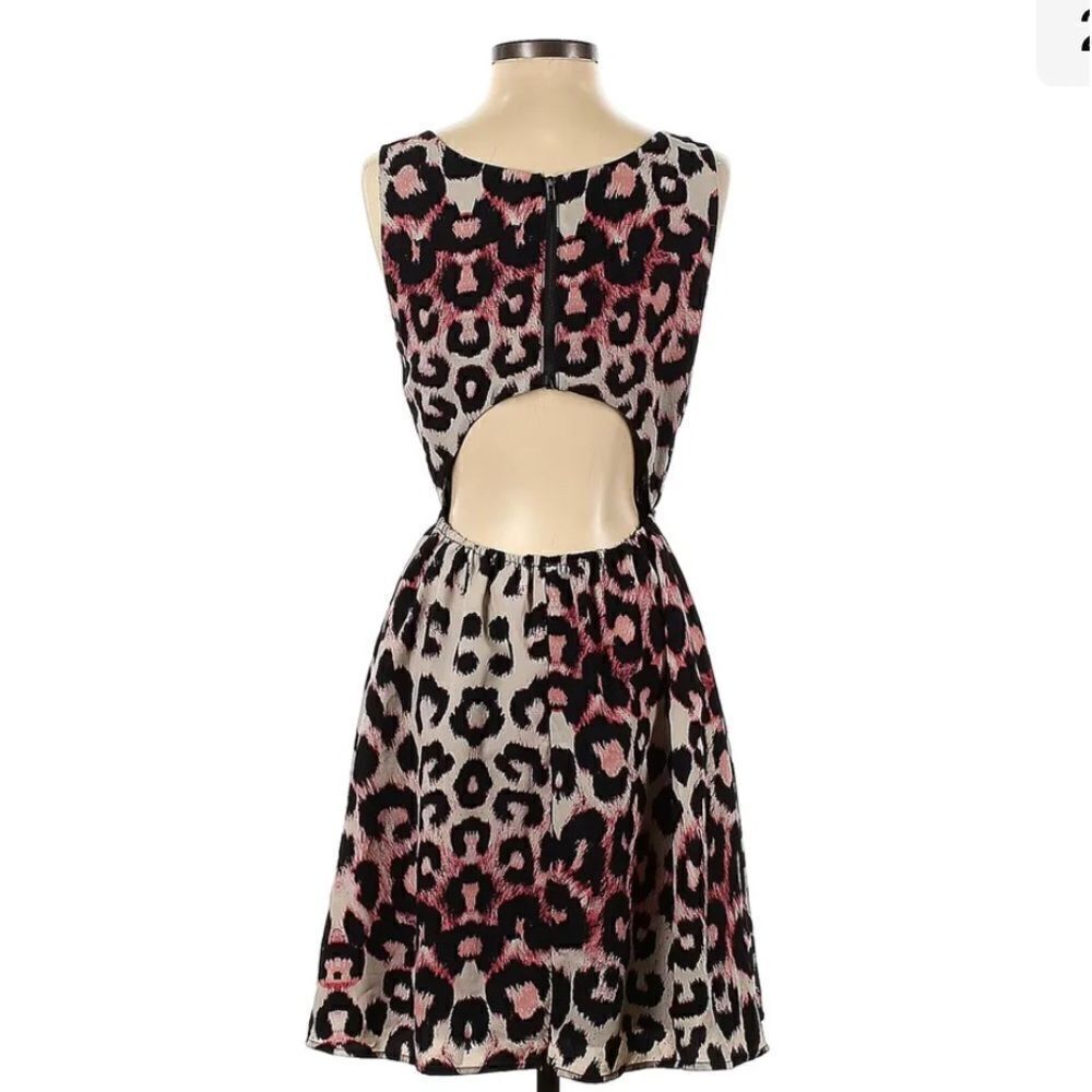 NWT AQUA Leopard Print Dress size Small Sleeveless Fit & Flare Cutout Back